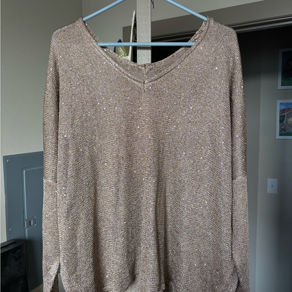 Sparkling Tan Knit Sweater
